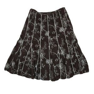 JM COLLECTION Brown White Embroidered Skirt 8P
